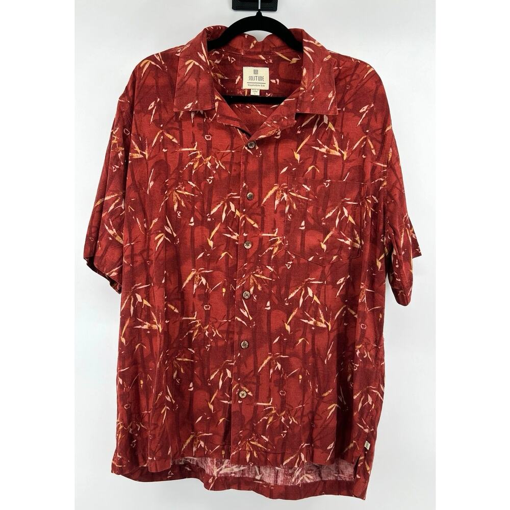 Solitude Men's Silk Button Down Shirt Size L Vacation Resort Wear